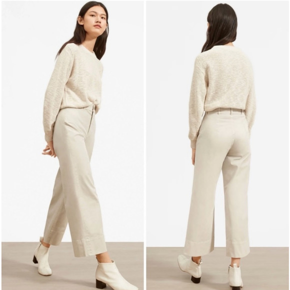 Everlane Pants - Everlane The Lightweight Wide-Leg Crop High Rise Chino Cream Beige Women's 8